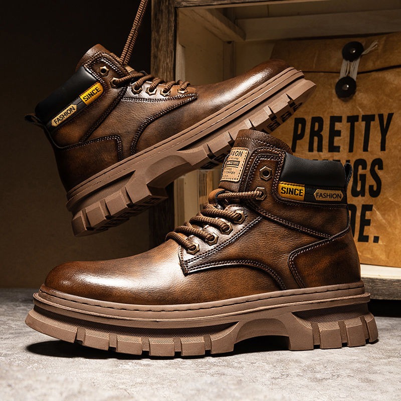 Chelsea Boots Suede - Vintage Men Platform Ankle Boots Autumn
