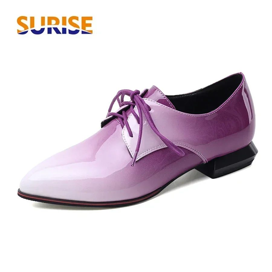 Oxford Brogue Leather - British Women Oxfords Gradient Red Purple