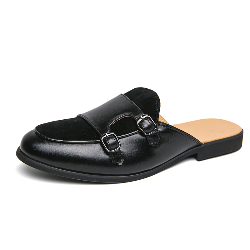 Monk Strap Shoe - Fashion Black Green Monk Strap Half