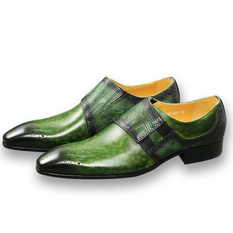 Monk Strap Shoe - Fashion Loafers Men Shoe Classic Green