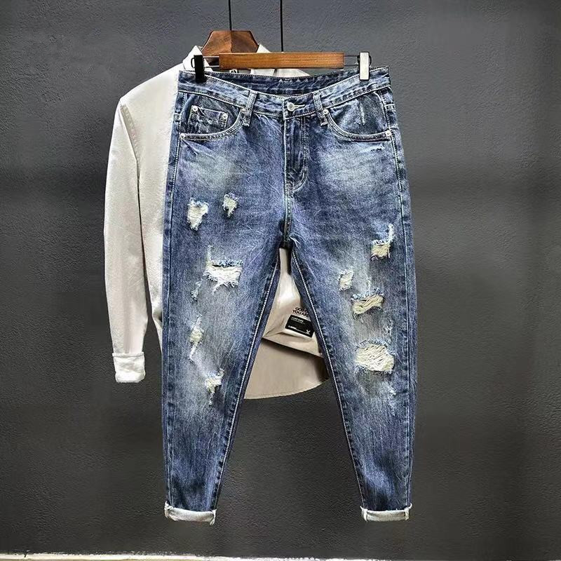 Nine-point jeans with holes fo - Men'S Shoes For Jeans review and price