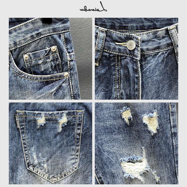 Nine-point jeans with holes fo - Men'S Shoes For Jeans review and price