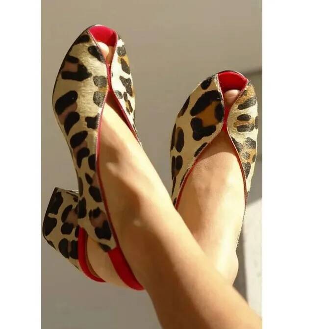 Leopard Print Peep Toe Slingba - Shoes Heels Men review and price