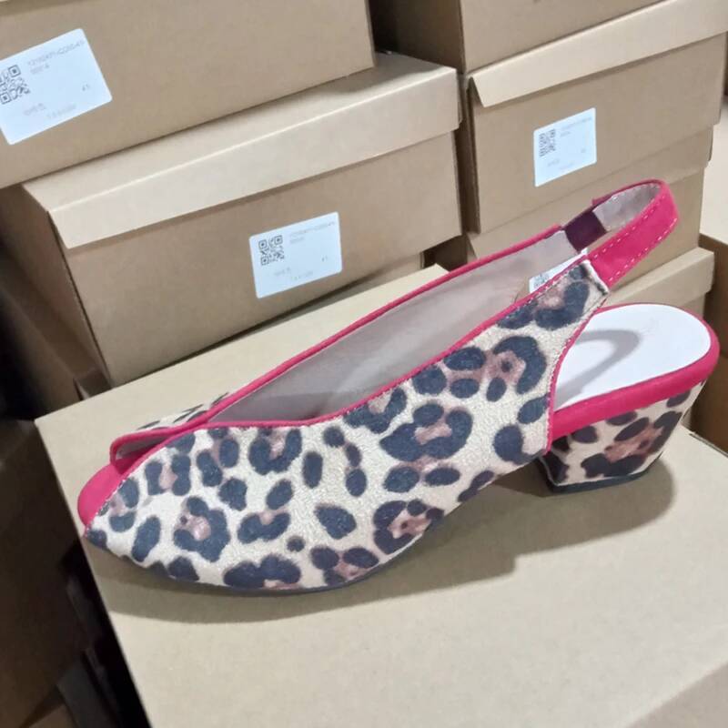 Leopard Print Peep Toe Slingba - Shoes Heels Men review and price