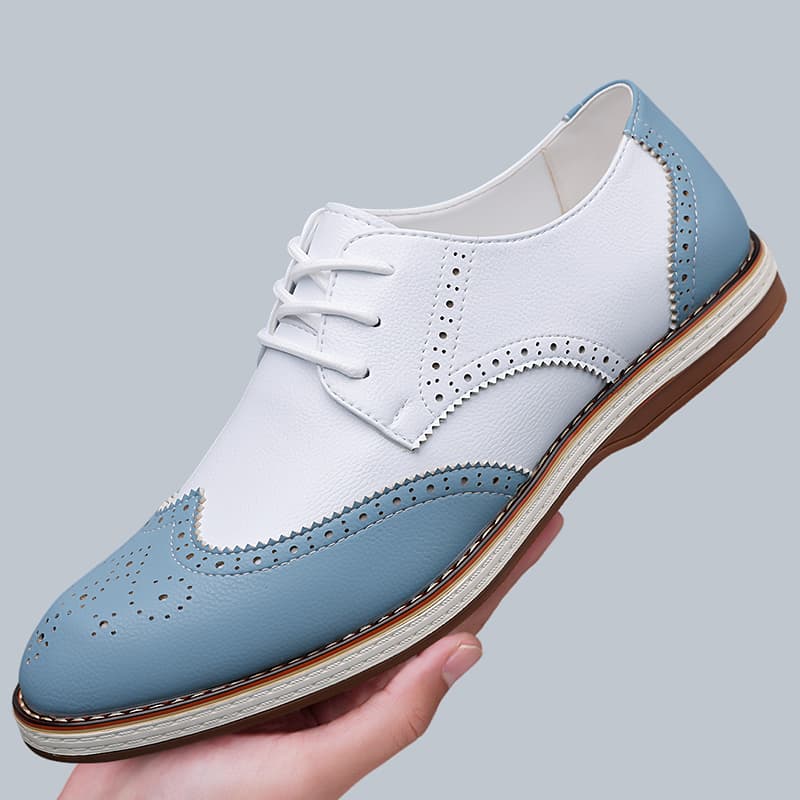 Mens White Blue Two Tone Brogu - Oxford Brogue Leather review and price