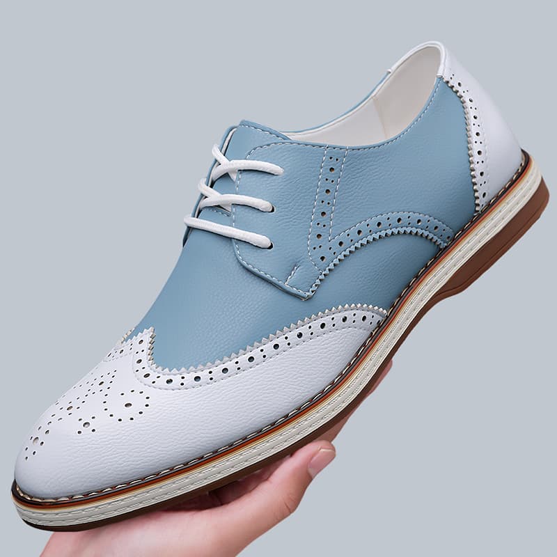 Mens White Blue Two Tone Brogu - Oxford Brogue Leather review and price