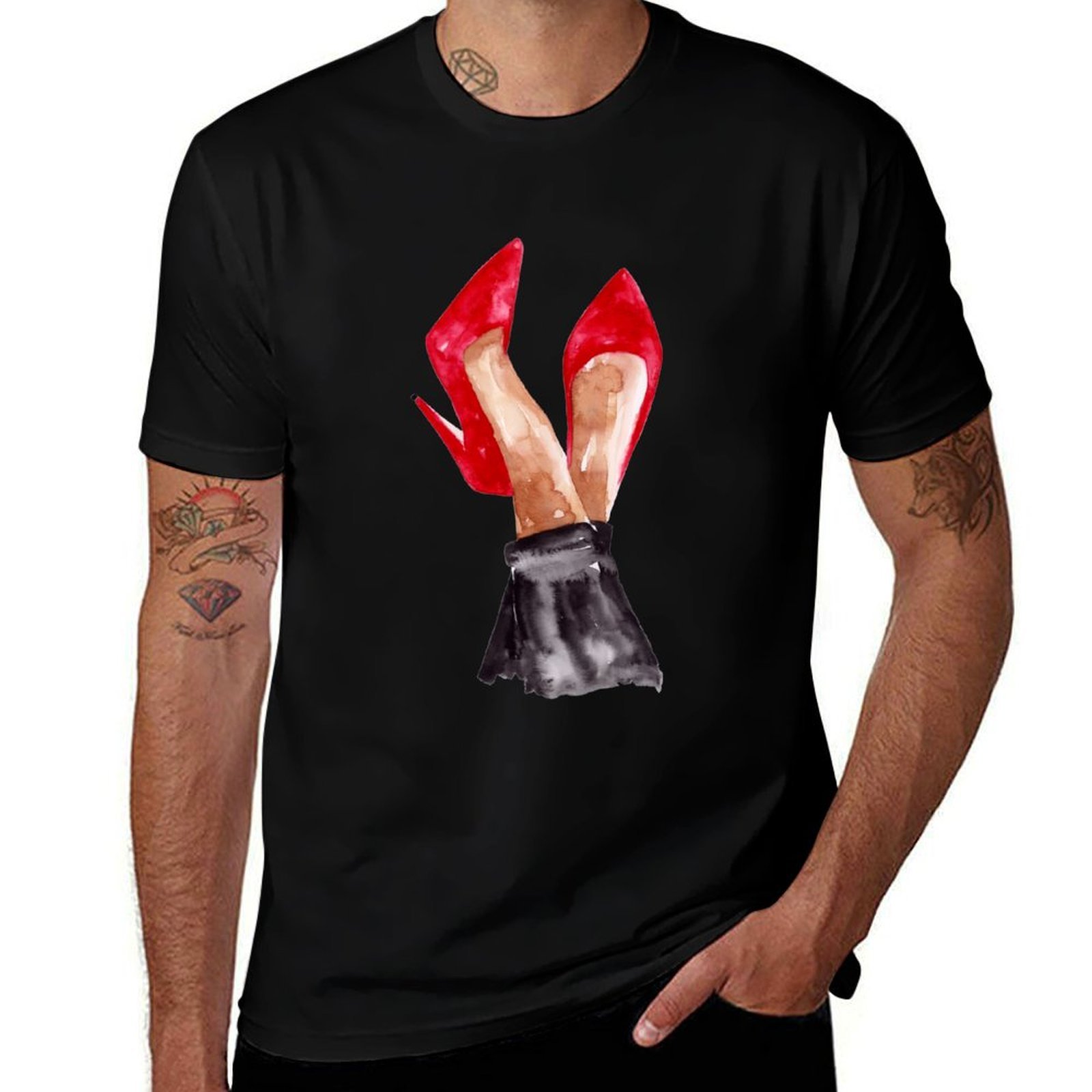 Red Stiletto Shoes Watercolor  - Men Shoes Illustration review and price