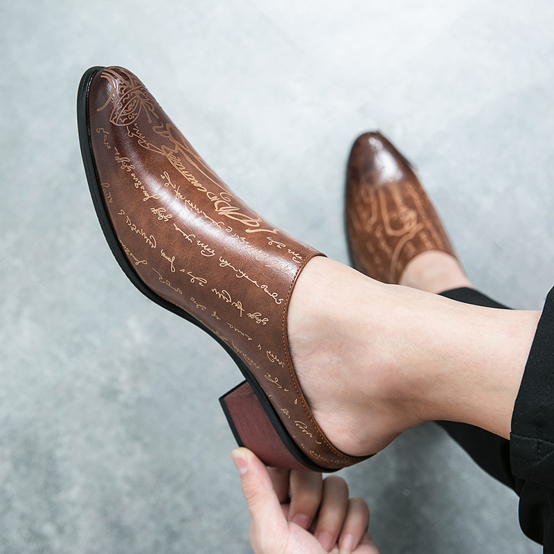 Men Brown Leather Mules Slippe - Shoes Heels Men review and price