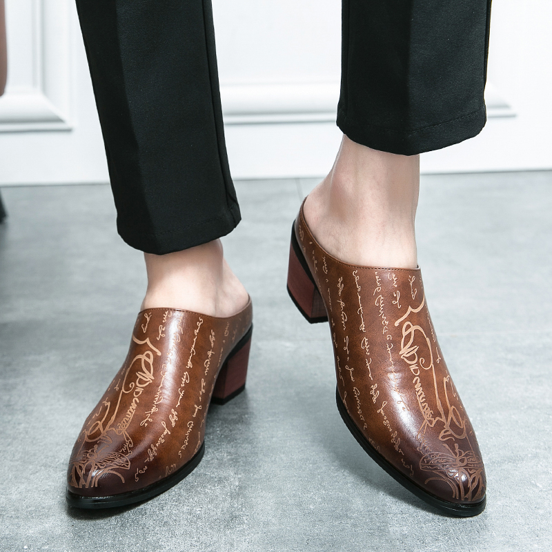 Men Brown Leather Mules Slippe - Shoes Heels Men review and price