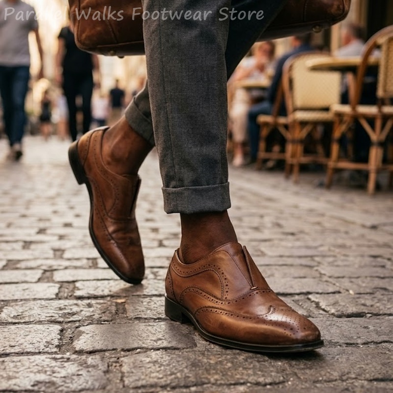 Mens Brown Leather Brogue Shoe - Oxford Brogue Leather review and price