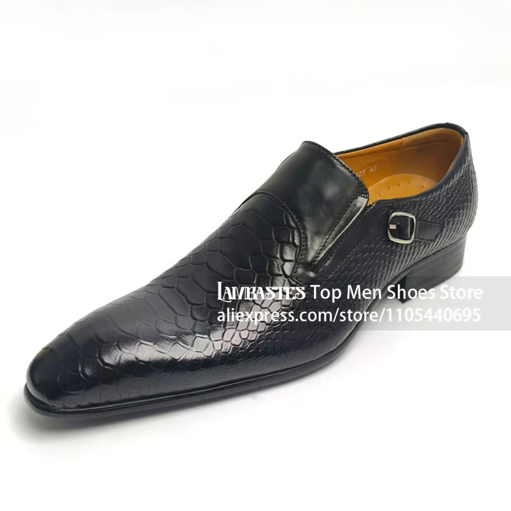 Black Snake Embossed Side Buck - Monk Strap Shoe review and price