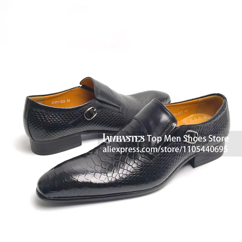 Black Snake Embossed Side Buck - Monk Strap Shoe review and price