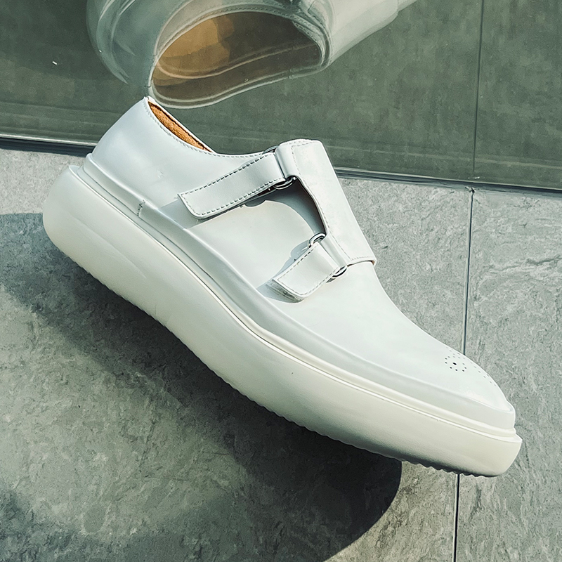 Minimalist Designer White Leat - Monk Strap Shoe review and price