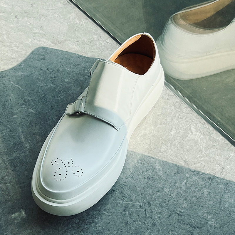 Minimalist Designer White Leat - Monk Strap Shoe review and price