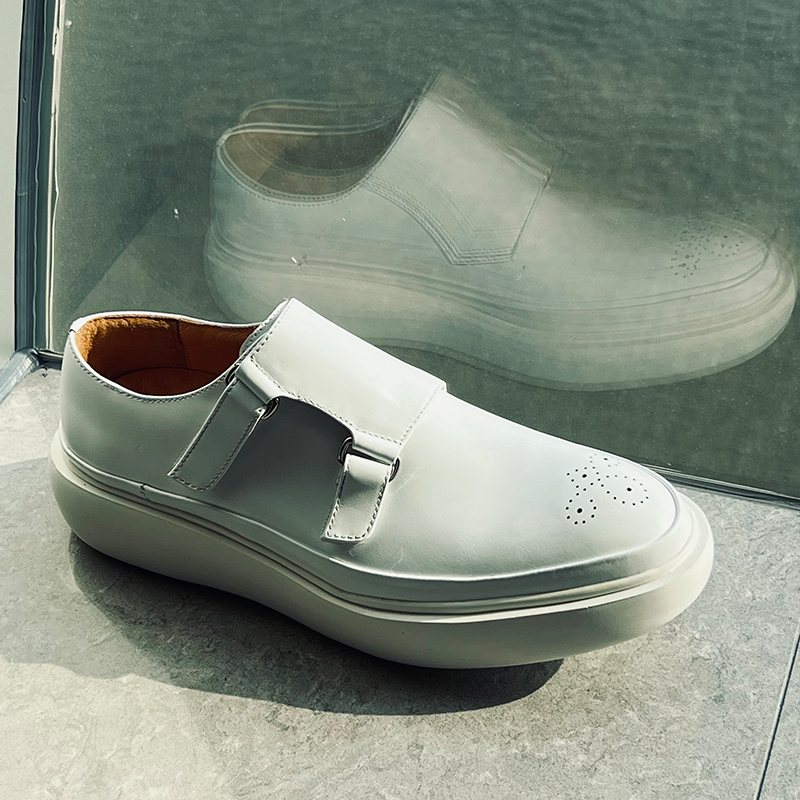 Minimalist Designer White Leat - Monk Strap Shoe review and price