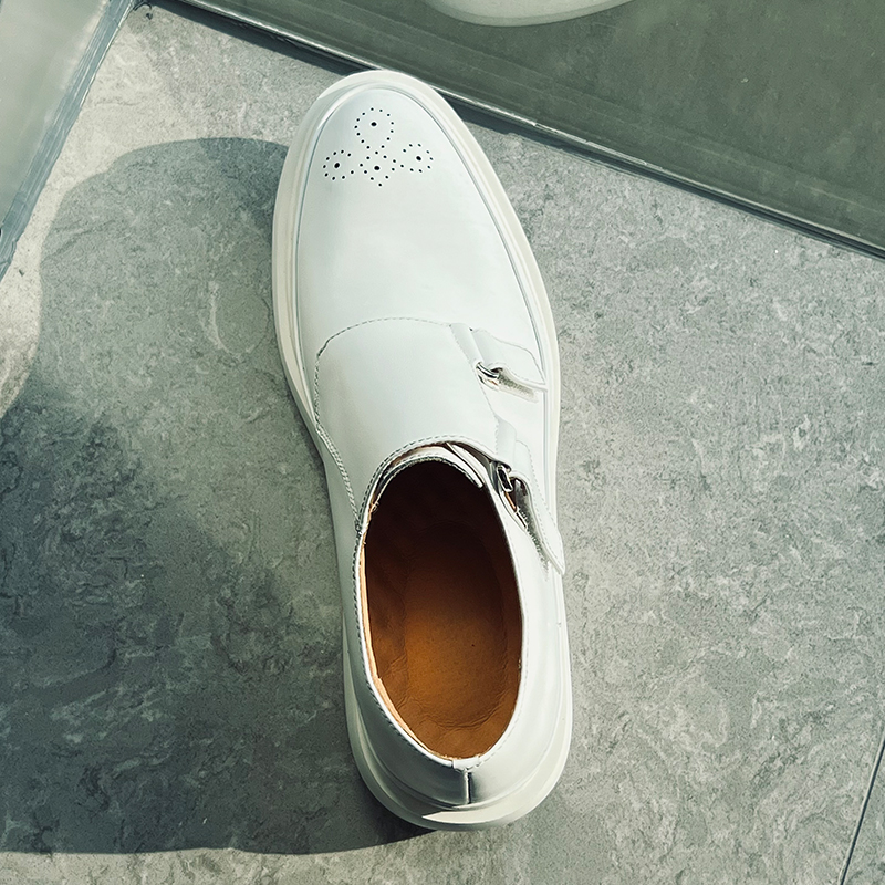 Minimalist Designer White Leat - Monk Strap Shoe review and price